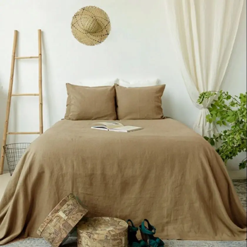 Washed French Bed linens Pure linen Bedsheets 1Piece for Single and double bed