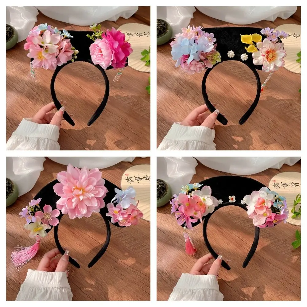 Tassel Chinese Style Headwear Pearl Flower Ancient Style Headband Royal Court Headwear Antique Headband Hanfu Hair Clip Cosplay