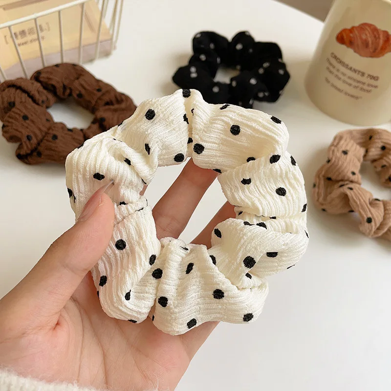 

Korean Fashion Polka Dot print Elastic Hair Bands Women Rubber Band Soft Sweet Ponytail Holder Hair Accessories Girls Headwear