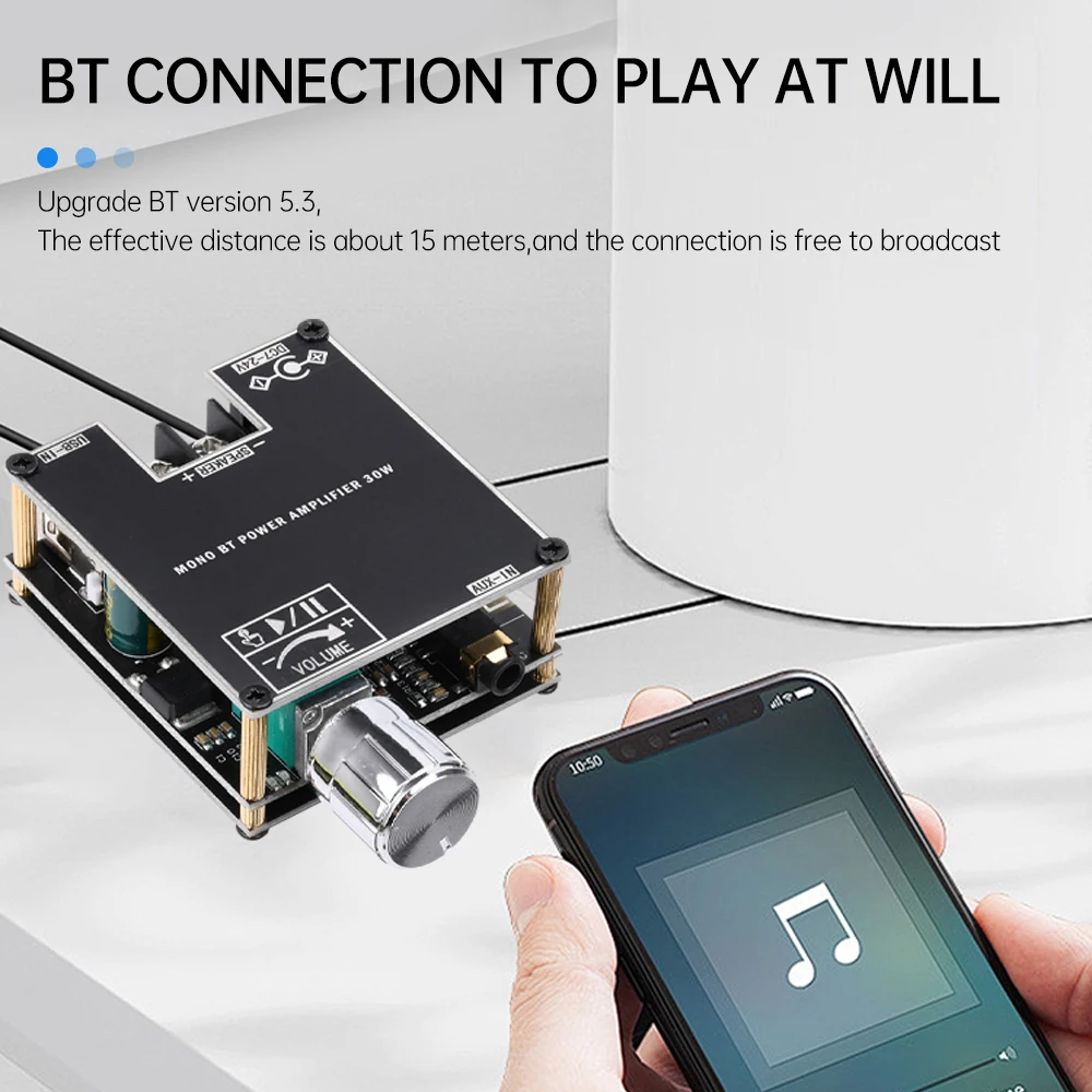 30W Mono Audio Amplifier Board Bluetooth 5.3 Sound AMP Module Home Theater