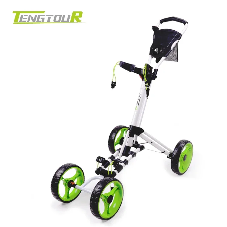 Factory Hot 4 Wheels Foldable Pull Push Golf Cart Golf Trolley