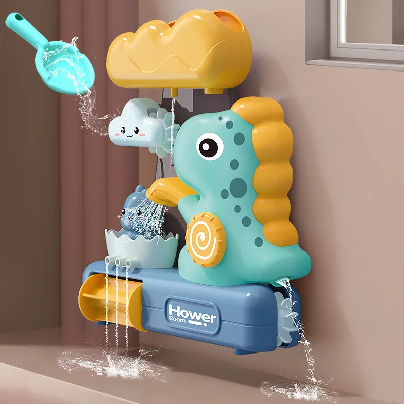 Baby Bath Toy Dinosaur Sucker Turning Fun Swimming Bathroom Splash