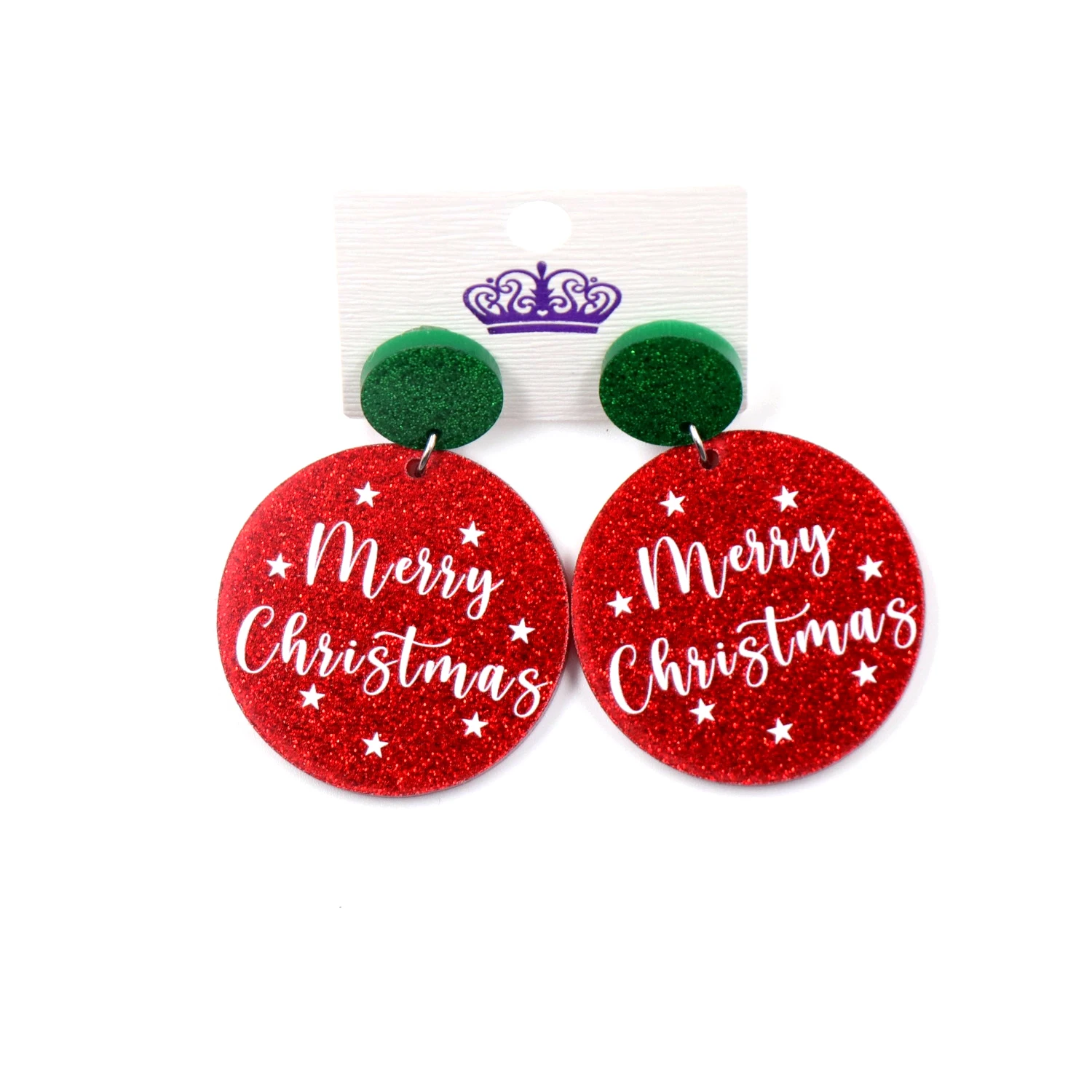 ER116135mmMerryChristmasDangleEarringsUVPrintedHoliday