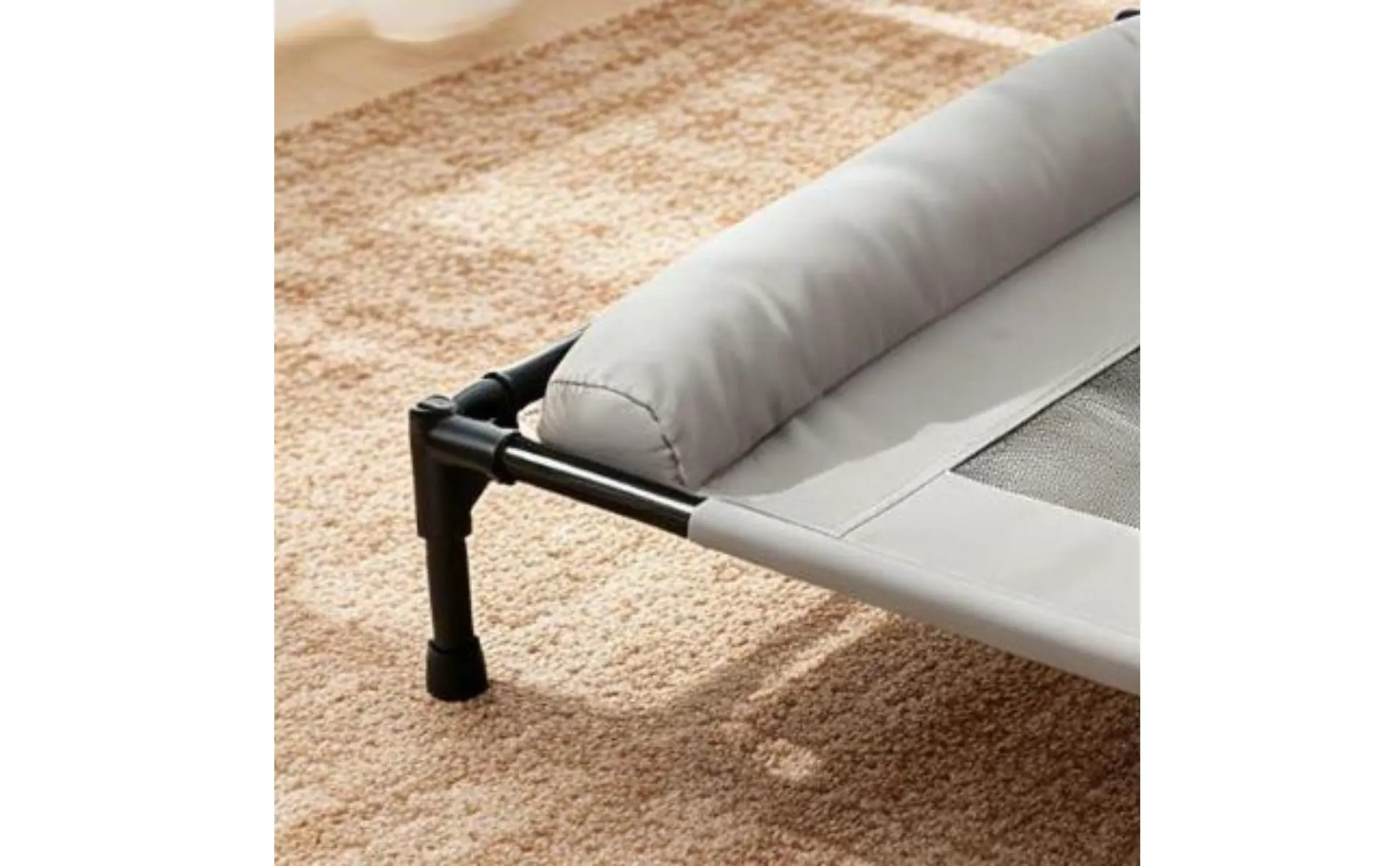 Elevated Dog Bed with Pillow Border Firm Support Elevated Dog Bed L-Shaped Pet Lounger All Seasons Use Cooling Mesh Pet Cot