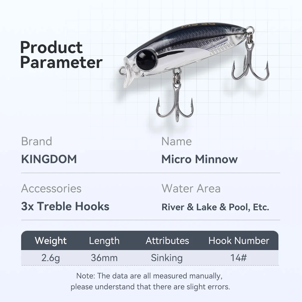 Kingdom New Micro Minnow 2.6g 36mm Fishing Lure Long Casting