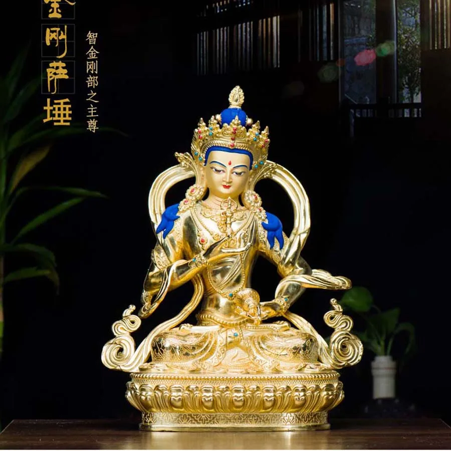 

31cm large High grade gilding buddha statue Family protect safety Health Vajrasana Vajra bodhisattva buddha statue