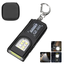 Portable Keychain LED COB Flashlight - USB Rechargeable Mini Torch with Pen Clip and Magnetic Base (1PC with Box)