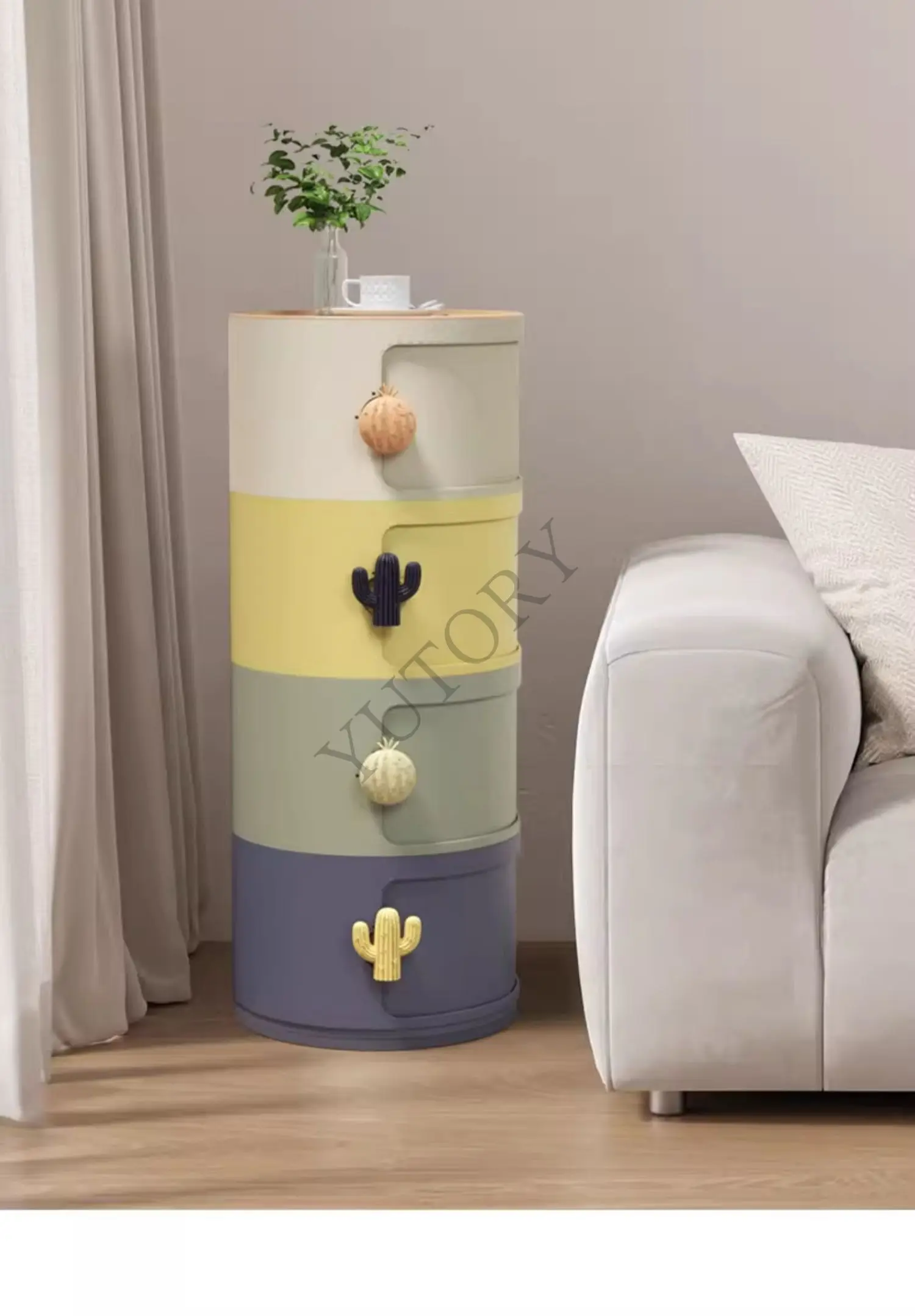Rainbow round cabinet, multi-layer storage for children's toys, storage cabinet, bedroom bedside table