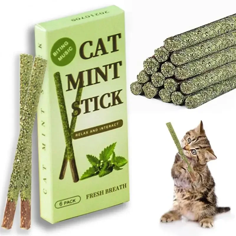 

New 6 Sticks/box Cat Chews Products Natural Molar Toothpaste Stick Matatabi Teeth Cleaning Cat Sticks For Cats Of All Ages