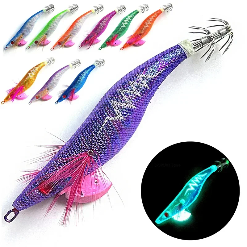  Squid Jigs Saltwater Fishing Lures Glow Squid Jig