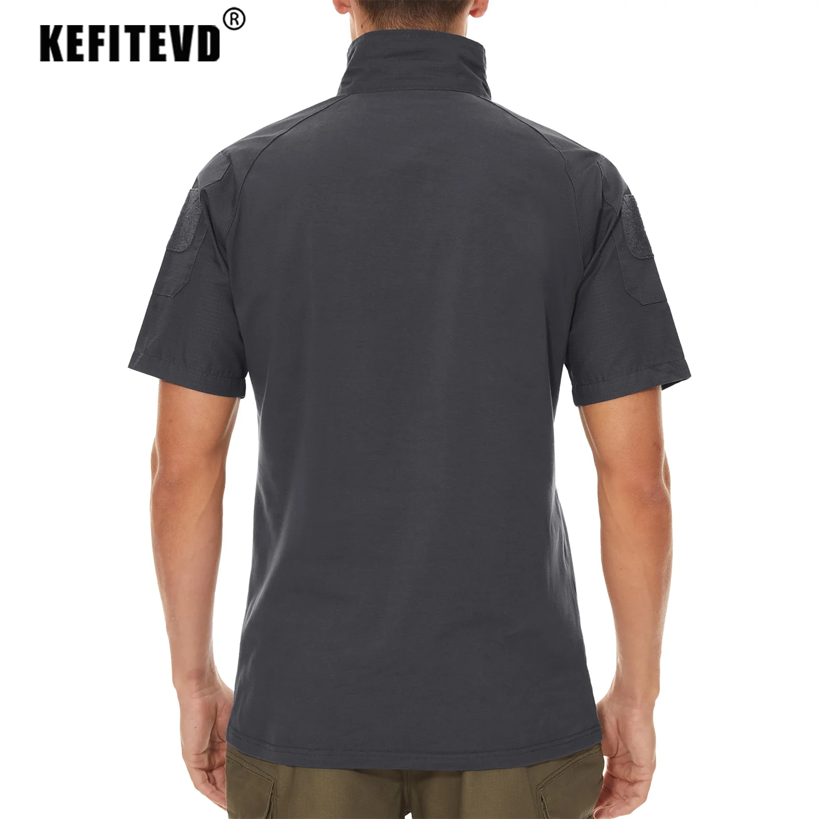 KEFITEVD Hiking Short Sleeve T-Shirts Breathable Moisture-Wicking Quick Dry Short Sleeve T Shirts 1/4 Zipper Hunting Camping Top