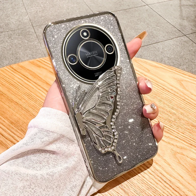 Enhance your device with the Elegant Butterfly Glitter Pink Phone Case