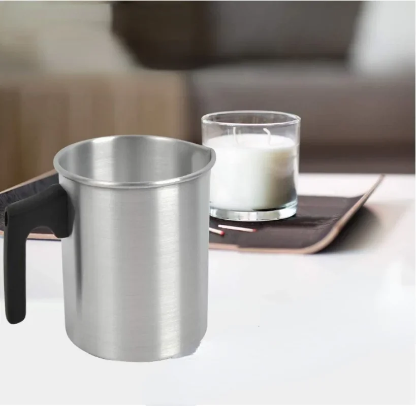 Pot De Fusion Cire Bougie, Fondeur De Cire Bougie à Double Chaudière Pichet De Fabrication De Bougies En Acier Inoxydable 304, DIY Couleur Argent Avec Poignée Résistante à La Chaleur Et Bec