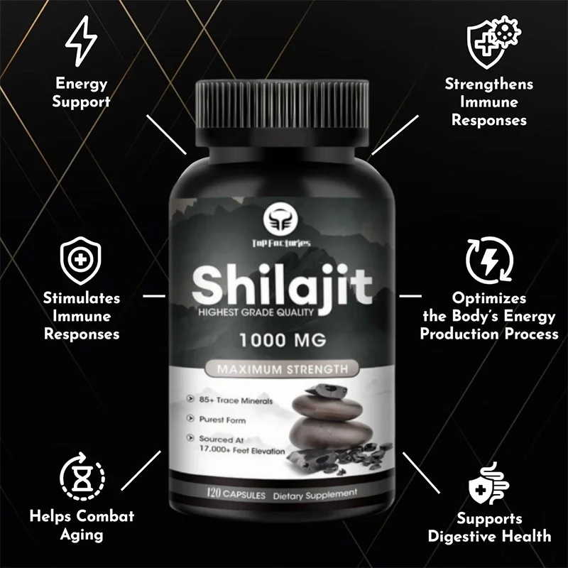 Pure Himalaya Shilajit 1000mg High Efficiency Organic Capsules, 90 Capsules Containing Fulvic Acid And Trace Minerals