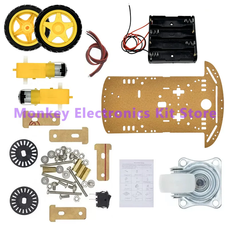 ערכת רכב חכם אלקטרוני 4WD ערכת רובוט חכם לרכב עם מקודד מהירות ותיבת סוללה ערכת DIY עבור לוח Arduino R3