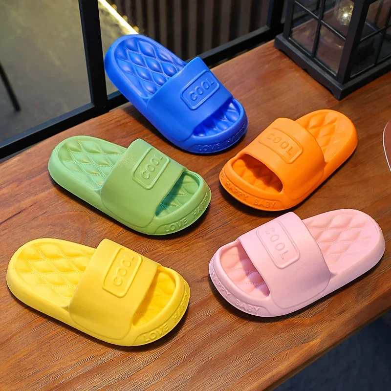 

Summer Aged 3-12 Children Slippers Brief Lithe Sandal For Boys Girl Slides Soft Sole Mule Non-slip Flip Flops Home Kids Shoes