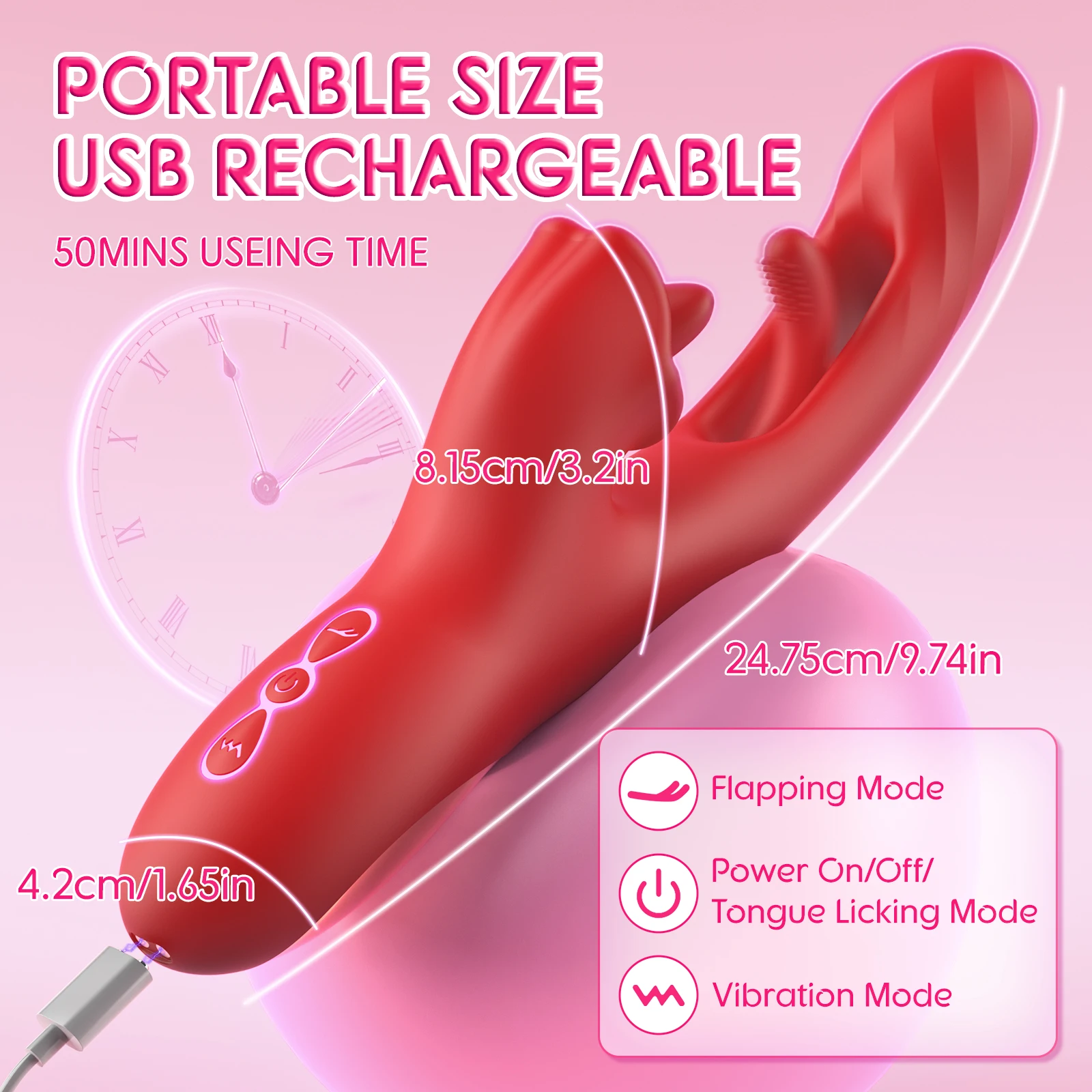 Female Sex Toy 360 Rotation Tongue-Licking Thrusting Vibrator