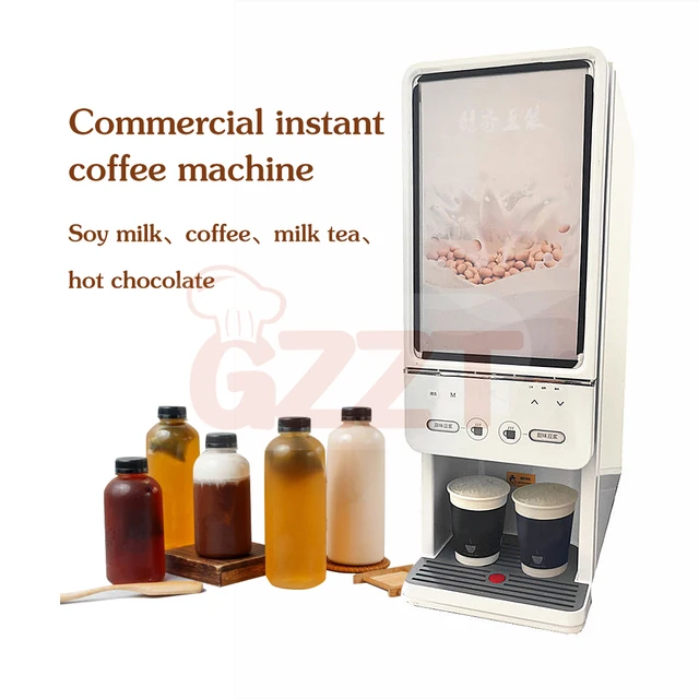 GZZT Commercial Instant Beverage Machine Vending Machine Coffee Maker 2 Buckets Soy Milk/Coffee/Milk Tea/Hot Chocolate 220-240V