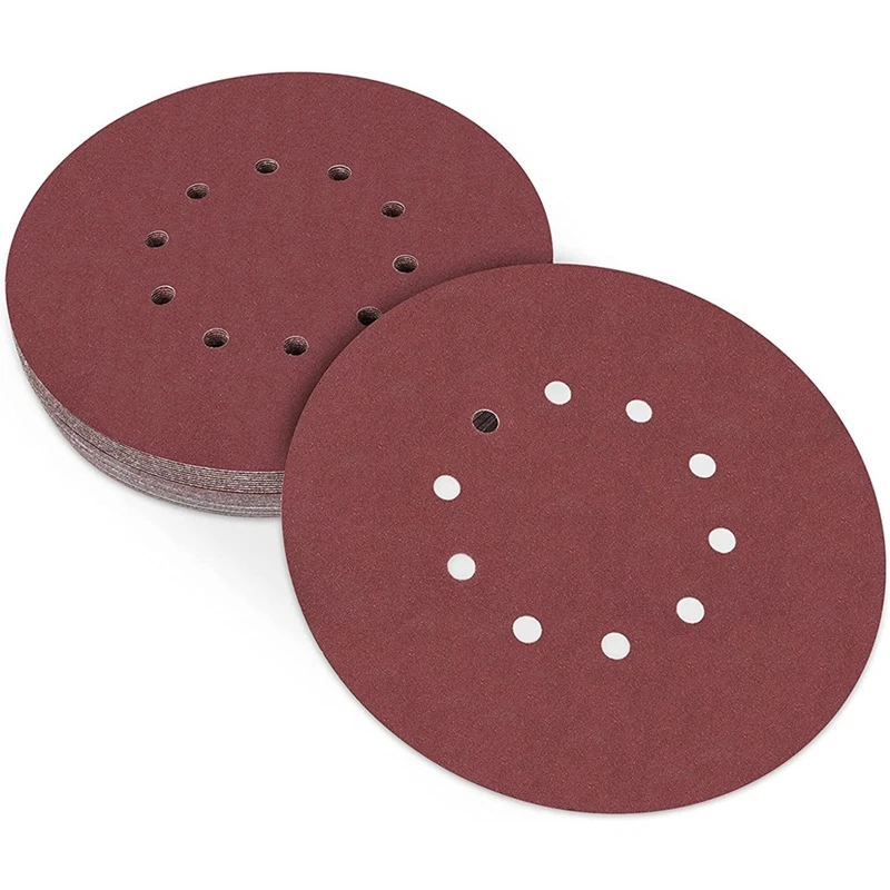 9 Inch Sanding Disc 240 Grit, 25 Pcs Hook And Loop Sandpaper Pads For Drywall Sander Long Neck