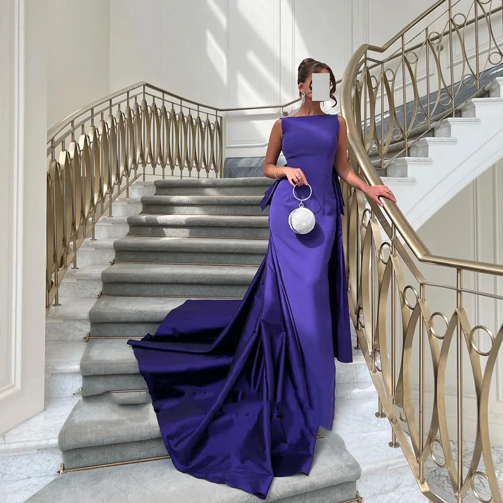 

Simple Satin Evening Dress Square Collar Neck Sleeveless Straight Backless Party Prom Gown Elegant Ruffles Back Vestido De Noche
