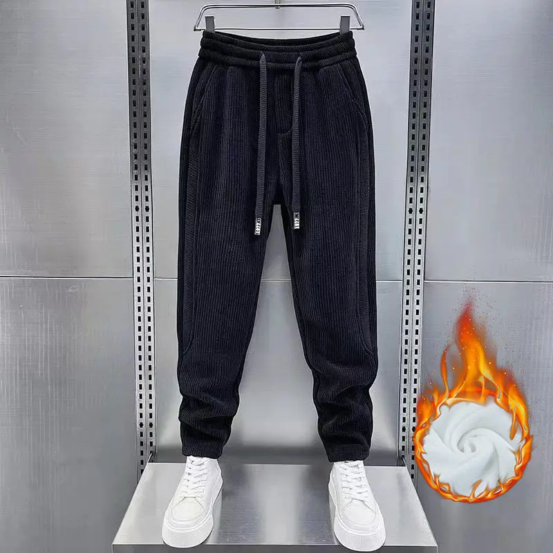 Autumn Winter Casual Pants Elastic Waist Harem Pants for Men's Fashion Sports Corduroy Fleece Joggers Baggy Trousers casual pants sports pants casual sports pants corduroy pants