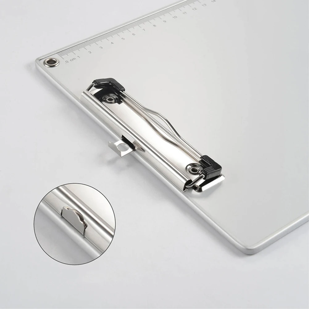 Aluminum Alloy Antislip File Hardboard Portable Writing Board with Centimeter Scales