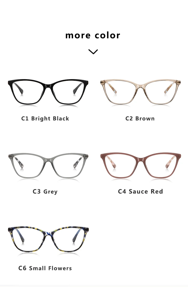 OKH Trendy Damen Cat's Eye TR Metallfeder Myopie Brillengestell Korrektionsbrillen Lesen – Detail 10