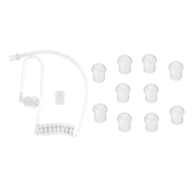 1X Transparent Coil Acoustic Air Tube Earplug For Two Way Radio Walkie