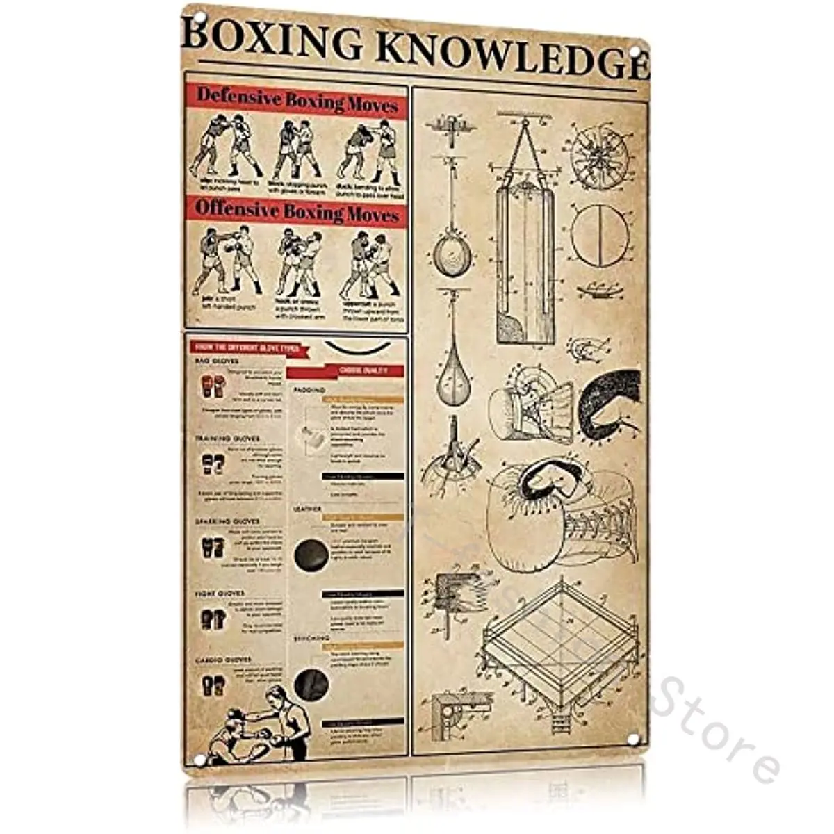 

New Knowledge Vintage Metal Tin Sign, Boxing Knowledge Aluminum Sign Wall Art Decor Metal Sign Decoration Sign