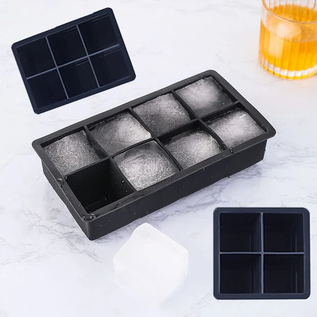 4/6/8 Grid Big Ice Tray Mold Box Large Food Grade Silicone Ice Cube Square