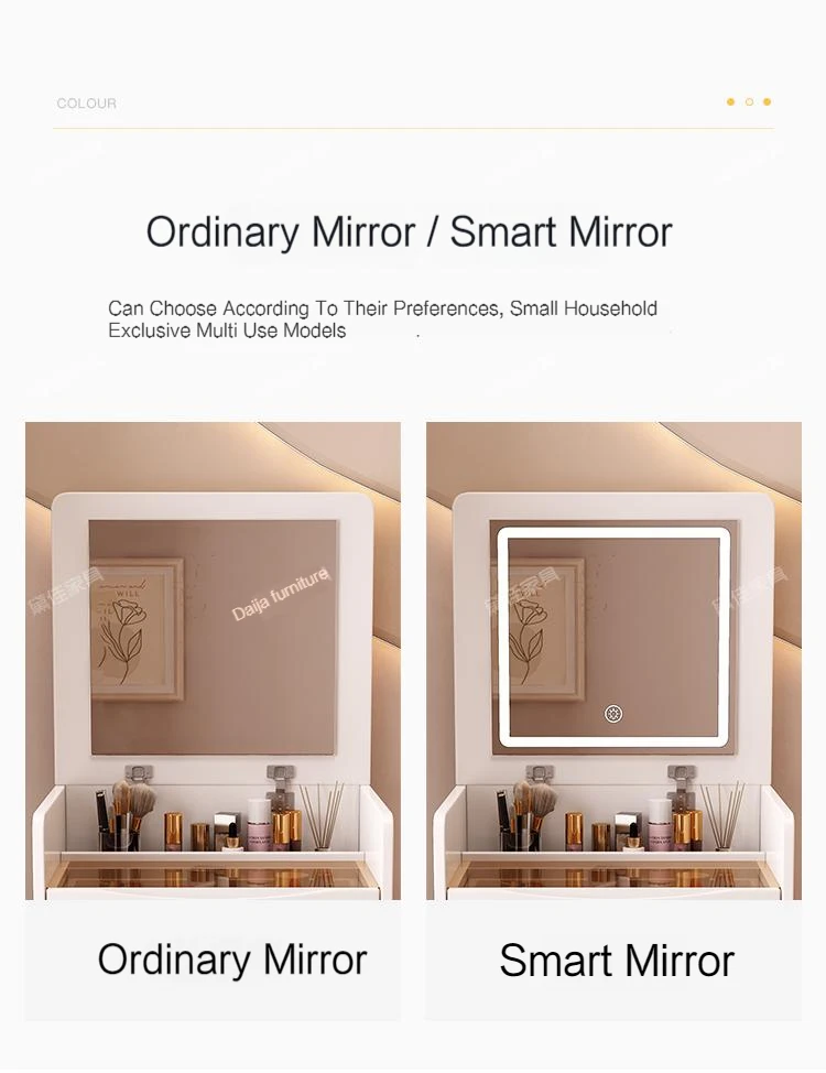 Description Picture 6 of itemLuxury White Dressers Vanity Mirror Drawer Minimalist Makeup Room Desk Lights Drawers Bedroom Table De Maquillage Furniture