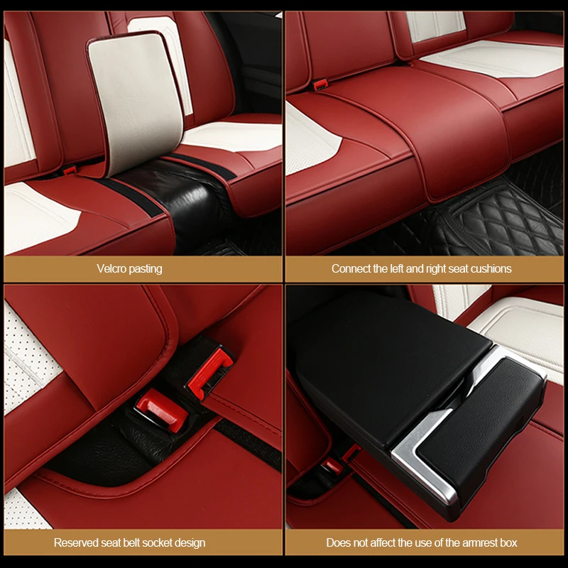 SEAMETAL Nappa Leder Auto Sitzbezüge Vorne Hinten Luxus Sitzkissen  Protector Airbag Compitable mit Lenden Unterstützung Kissen