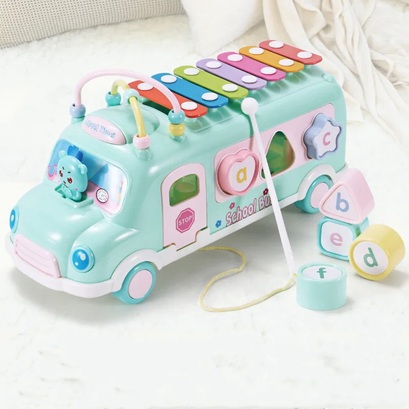 Early Education Car Toy Set Multifunctional Baby Learning Music 5 In 1 Bus Music Enlightenment Toy Child Birthday Gift For Boys 5