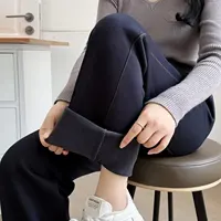 4XL Fashion Plus Size Woman Clothing Straight Leg Jeans Winter Retro Drawstring Waist Fleece Warm Denim Casual Long Pants 26019 - Image 6