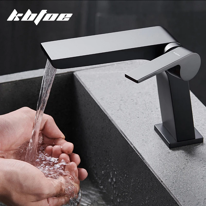 Bathroom Faucet Basin Faucet Brass Single Handle Crane Waterfall Hot and Cold Mixer Tap Chrome Black