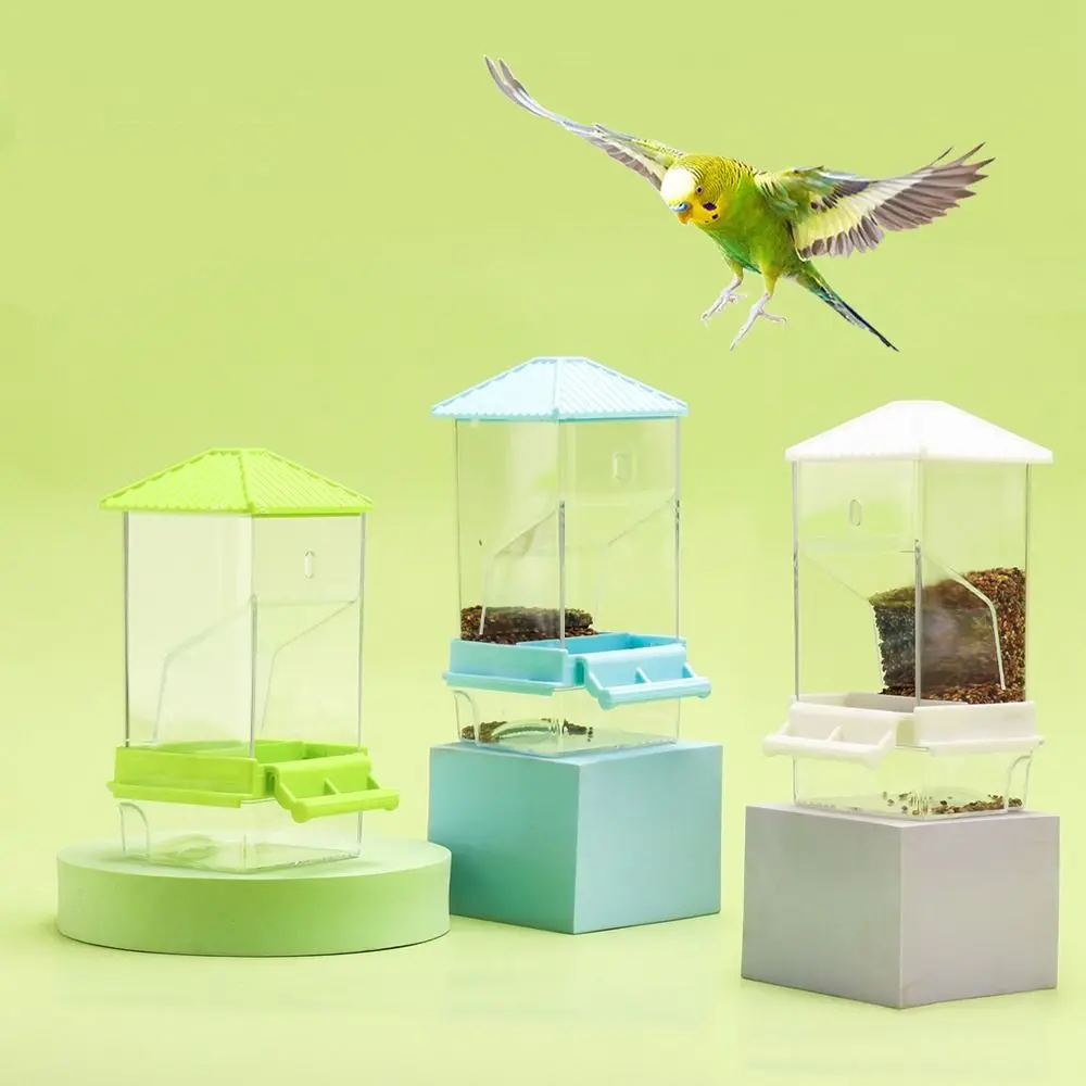 Acrylic Automatic Bird Feeder No Mess Transparent Pet Bird Food Container Large Capacity Splash Proof Parrot Hanging Feeder