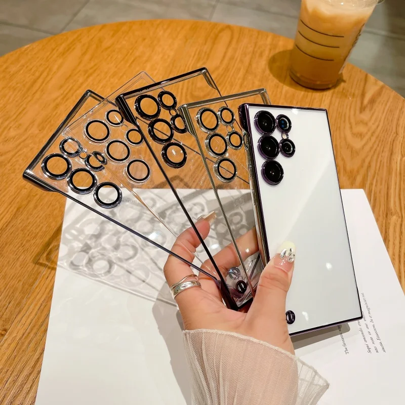Luxury Slim Transparent Plating Frameless Phone Case with Camera Lens Protection