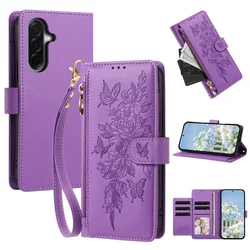 Zipper Leather Wallet Phone Case with Card Holder - Galaxy A08 (5G) (Purple)