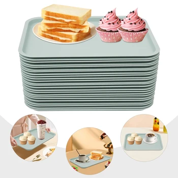 Set di 24 vassoi da portata, materiale PP, struttura antiscivolo, impilabile per risparmiare spazio, resistente al calore e agli urti, lavabile in lavastoviglie, 1