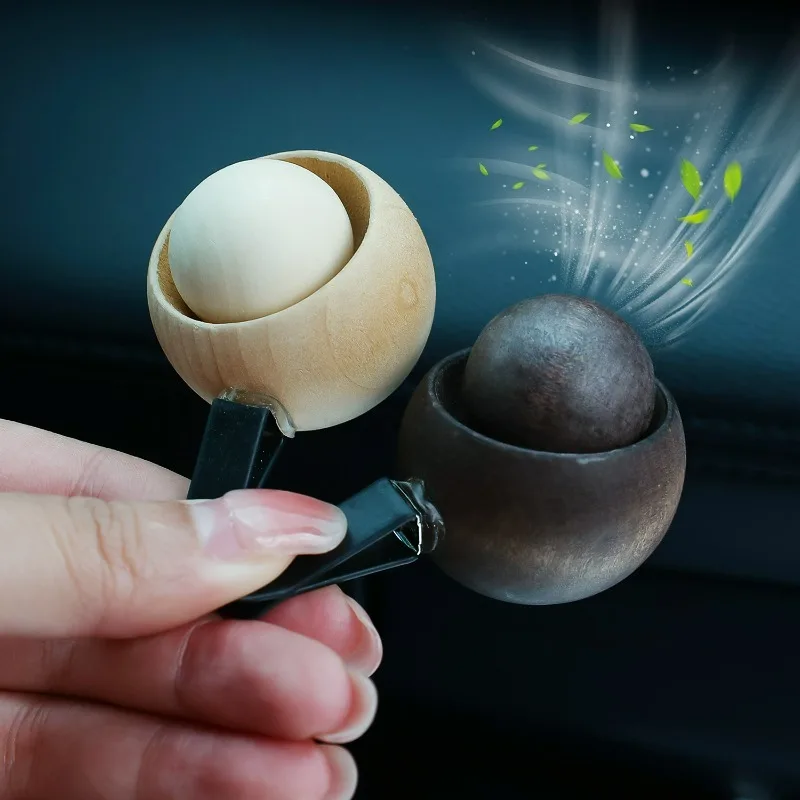 Wood Car Air Freshener Egg Shape Vent Clip Diffuser for Essential Oils Car Vent Accessories Eco-Friendly Odor Eliminator