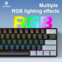 APAYADO K61 Mini Gaming Keyboard 60% Portable Wired 61-Key RGB Lighting Red/Blue Switch Selectable Black/White/Red Colors - Image 2