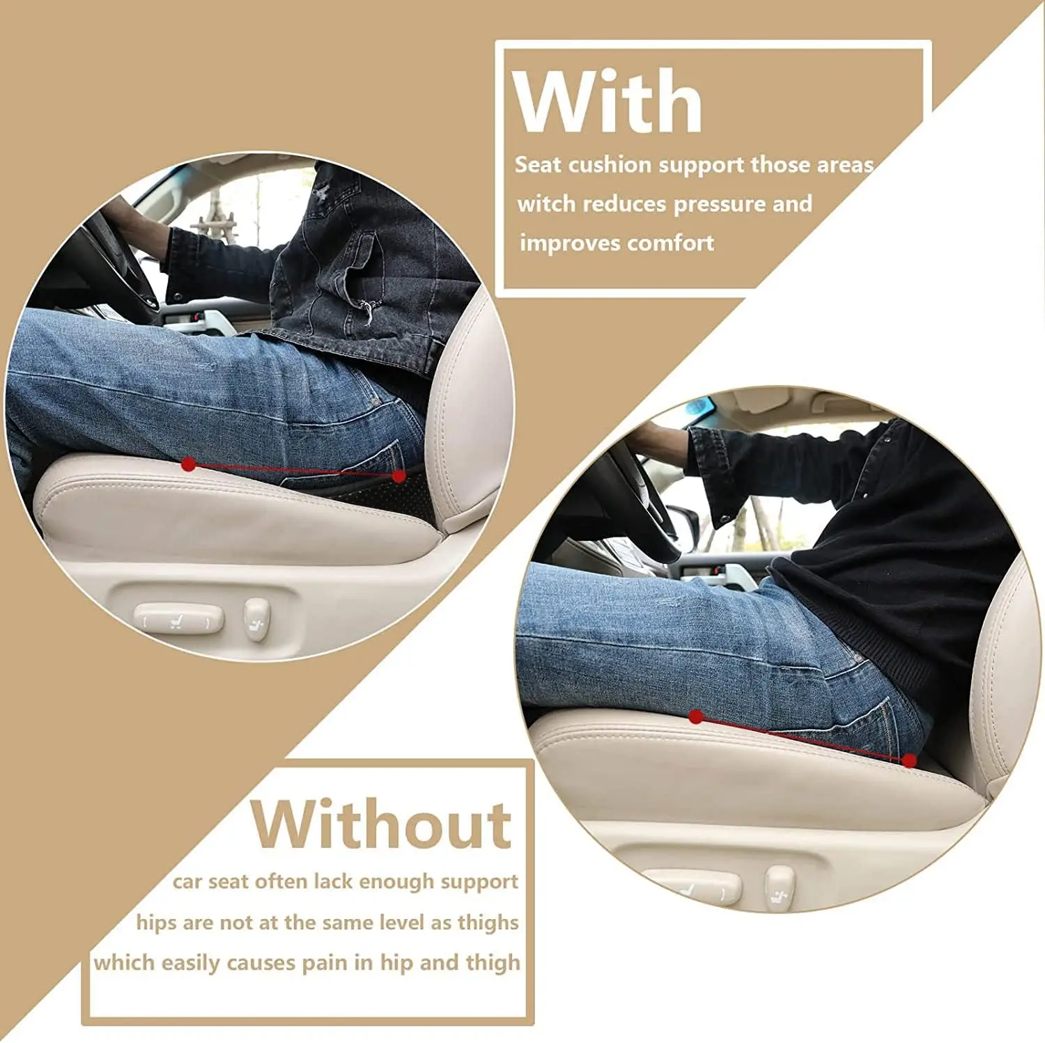1pc Relieve Sciatica and Lower Back Pain While Driving - 1pc Memory Foam Car Seat Cushion