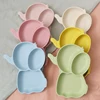 1PCS Baby Silicone Dining Dishes Plate Kids Feeding Plate Sucker Cartoon Elephant Children Dishes Toddler Training Tableware 1