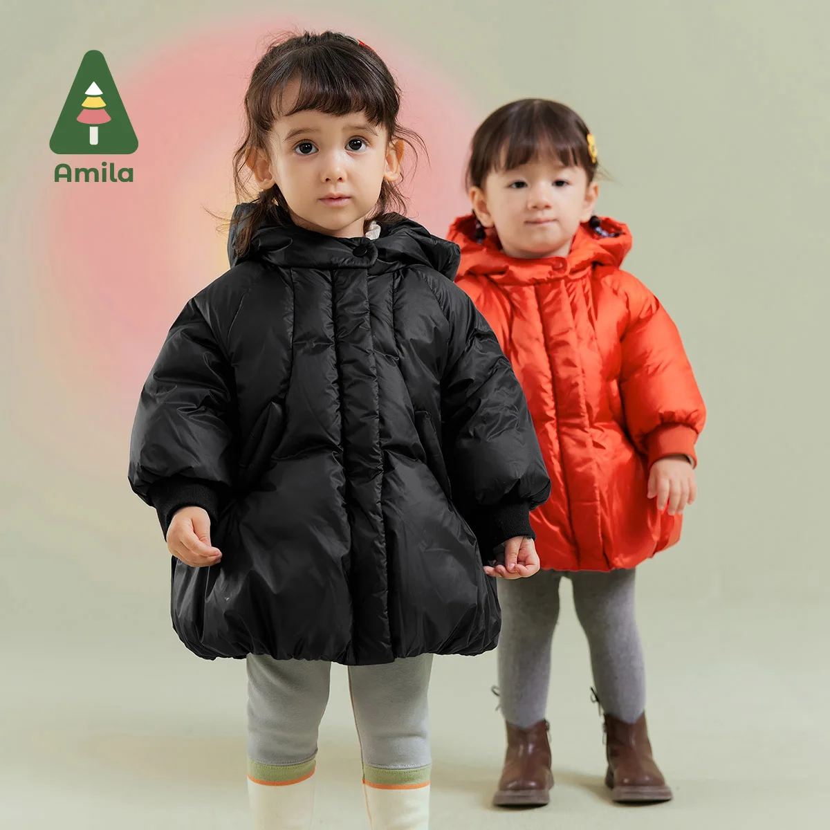 Amila Baby Girl Down Jacket Winter New Multicolour Hooded Fleecing Cute Warm Toddler Down Winter Coat Baby Clothing