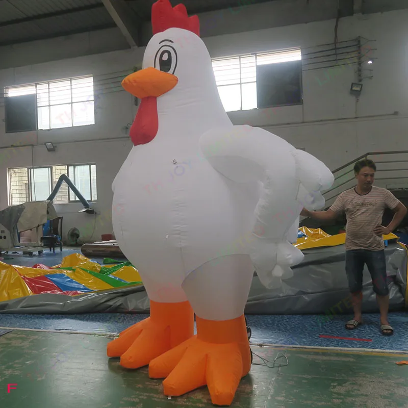 6m 20ft inflatable Christmas Chicken Decoration Giant inflatable rooster cock Chicken with Hat for Advertising free air shipping 6