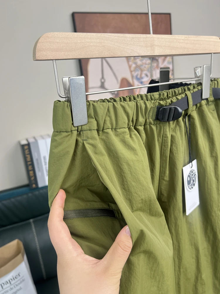 High-End Men's Casual Pants with Bule Elastic Waist Breathable Wear-Resistant Summer Functionali Straight Leg Long Trousers