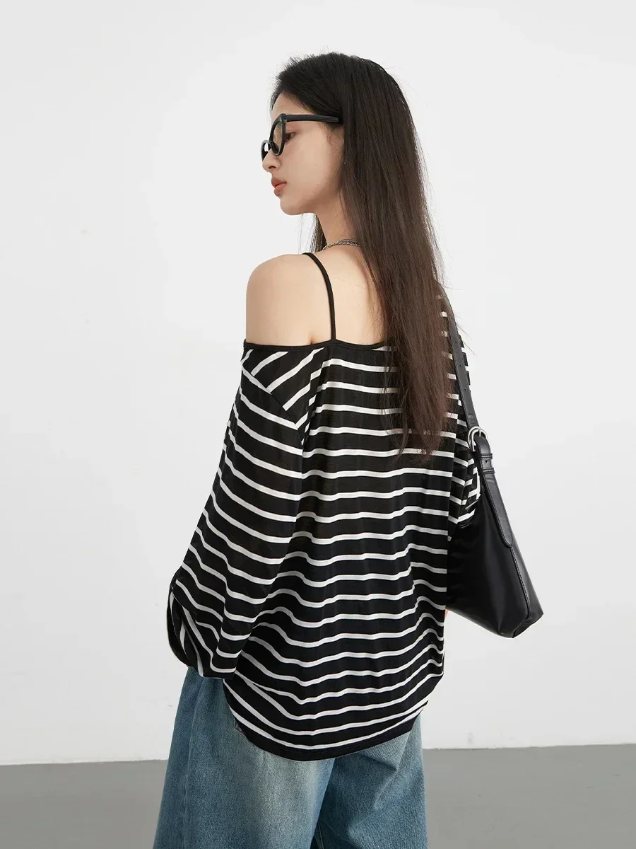 CHIC VEN Women Sweaters  New Striped Knitted T-shirt U Collar Long Sleeve Hoodie Top Autumn 2024 2