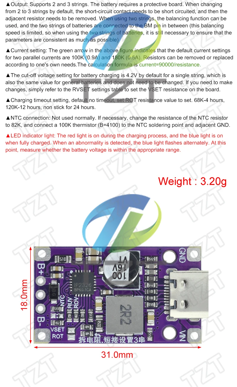 1/3 Stück Typ-C USB 2-3S BMS 15W 3,7V Lithium-Batterie-Lademodul mit Ausgleichsfunktion und QC-Schnellladung mit Anzeige – Detail 4