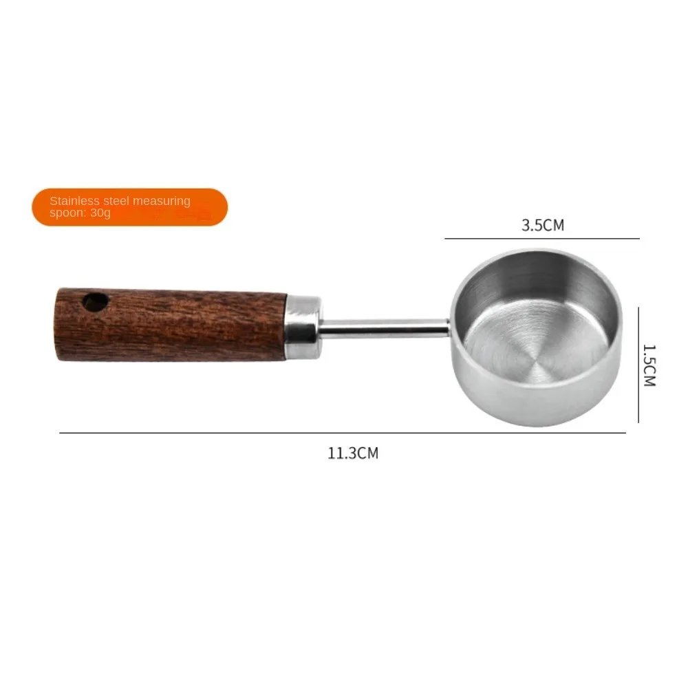 Stainless Steel Measuring Spoon with Wooden Handle for Coffee and Tea