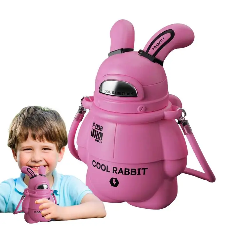 

Соломенная чашка с кроликом, детская бутылка для воды из нержавеющей стали, мультяшная вместительная термобутылка для воды с космическим мотивом, кружка для холодных напитков